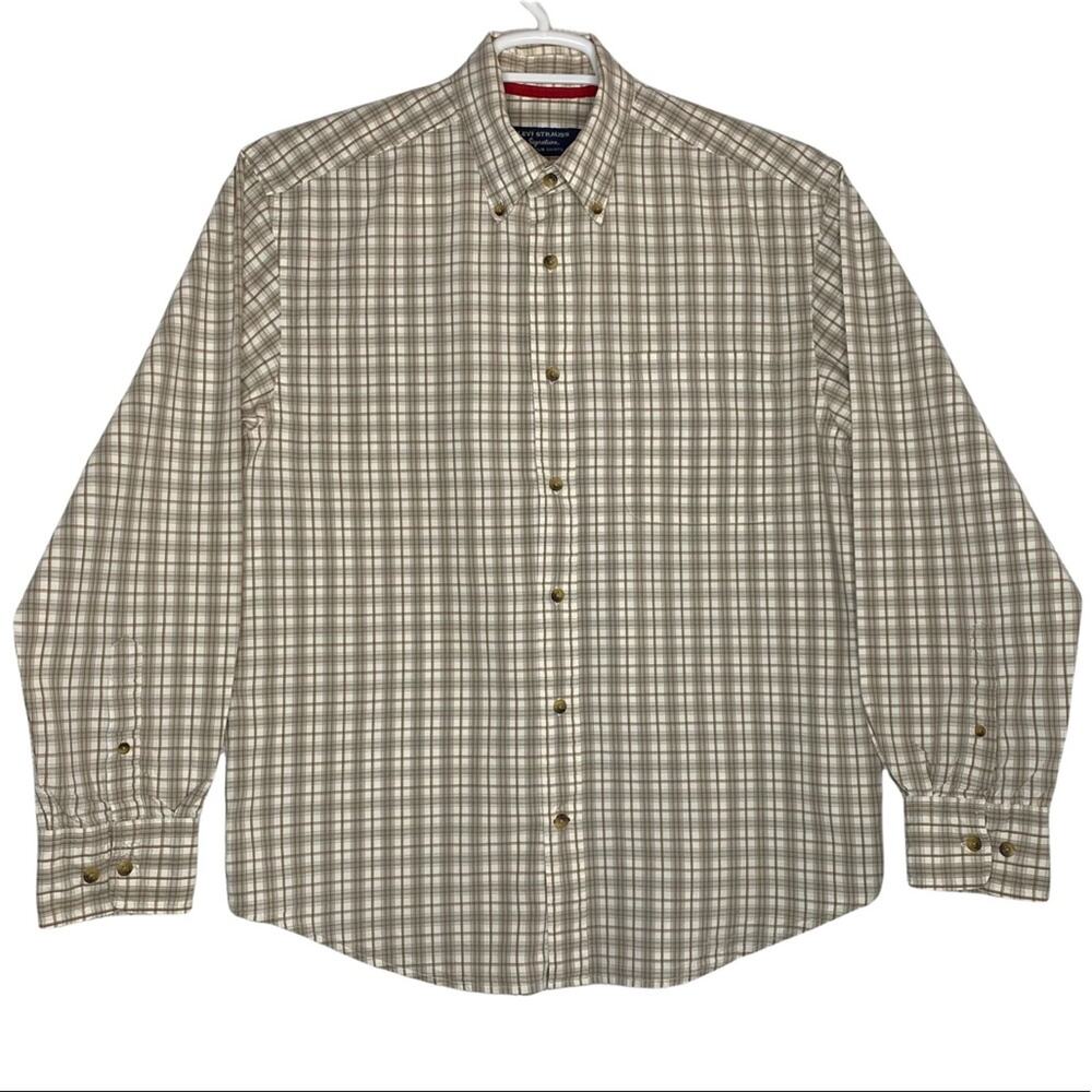 Levi Strauss Signature Button Down Shirt Medium Plaid Cotton Gorpcore Casual